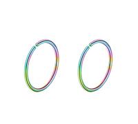 Hoisy 2 Piezas Aros de Acero Inoxidable Piercing Nariz 20G 0.8x6mm, 6mm Aro, Piercing Multicolor Nariz Hombre