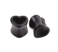 Hoisy 2 Piezas Dilataciones Orejas Set, Dilatador Oreja 8mm, Corazón Negro, Acrílico, Dilatadores Mujer Negro