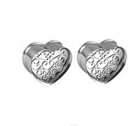 Hoisy 2 Piezas Dilatador Tunel, 8mm Juego de Expansores de Oreja, Corazón Hueco, Acero Inoxidable, Dilatadores Hombre Oreja Plata