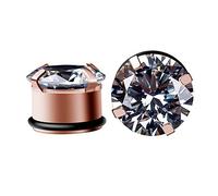 Hoisy 2 Piezas Tunel Dilatador Oreja, Dilataciones Orejas 14mm, Redondo Circonita, Acero Inoxidable, Dilataciones Orejas Hombre Oro Rosa