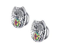 Hoisy 2 Unidades Dilataciones, 12mm Tunel Dilatador, Búho con Gota de Agua Circonita, Acero Inoxidable, Pendientes Piercing Oreja Hombre Plata