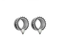 Hoisy 2 Unidades Dilataciones Tuneles, Expansores Oreja 6mm, Redondo con Ópalo, Acero Inoxidable, Dilatacion Tunel Plata