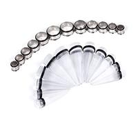 Hoisy 24 Unidades Kit Dilatador Oreja, 10mm-20mm Dilatadores Oreja, Set Dilatadores Oreja Conos, Acero Inoxidable, Dilataciones Tunel Plug Hombre Blanco