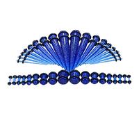 Hoisy 36 PCS Tunel Dilatador Oreja, 1.6mm-10mm Dilatacion Tunel, Set de Piercing Oreja Conos y Redondos, Acrílico, Dilataciones Oreja Tunel Azul Oscuro