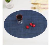 Hoisy 4 PCS Manteles Individuales Lavables, 45 x 32.5 CM Azul Marino 70% Vinilo+30% Poliéster Mantel Individual para Mesa Comedor, Color Sólido con Oval