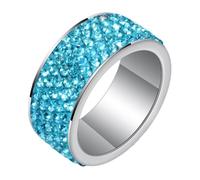 Hoisy Acero Inoxidable Anillo Grabados Personalizados Pareja, Redondo 8MM con Circonita Cúbica Cielo Azul Anillo Matrimonio Plata Cielo Azul Hombre, Tamaño 14(54mm)
