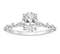 Hoisy Anillo con Grabado Personalizado para Mujer de Plata de Ley 925, 4 Garras Óvalo 8x10MM con Circonita Mujer Anillo Plata, Talla 22(62mm)