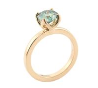 Hoisy Anillo de oro amarillo de 9 K/14 K/18 K, oro amarillo, anillo de mujer, anillo de boda, anillo de 4 cuello, solitario redondo con moissanite, 57 (18.1), Moissanite, Moissanita