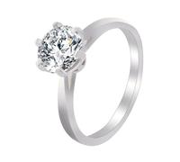 Hoisy Anillo de oro blanco de 9 K/14 K/18 K para mujer, anillo de compromiso fino para mujer, anillo de compromiso para mujer, anillo de 6 cuello, solitario redondo con 1 ct de moissanite, 51 (16.2
