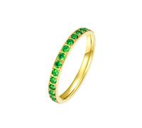 Hoisy Anillo para Mujer Grabados en Acero Inoxidable, 3MM Eternidad Redondo con Circonita Anillo Promesa Oro Verde Mujer, Talla 12(52mm)