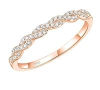 Hoisy Anillo para Mujer Grabados Personalizados en Plata de Ley 925, Medio Eternidad con Circonita Anillo Compromiso Mujer Oro Rosa, Talla 22(62mm)
