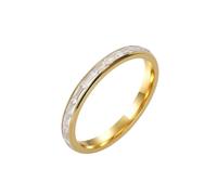 Hoisy Anillos con Grabado de Nombre Acero Inoxidable Mujer, Eternidad Redondo 2MM con Circonita Anillos Oro Alianza Mujer, Talla 14(54mm)