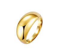 Hoisy Anillos de Acero Inoxidable con Grabado Personalizado para Mujer, Redondo Pulido 10MM Anillo de Boda en Oro para Mujer, Talla 14(54mm)