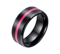 Hoisy Anillos de Acero Inoxidable Grabados para Parejas, Redondo 8MM con Línea Anillo de Promesa en Negro para Hombre, Tamaño 14(54mm)