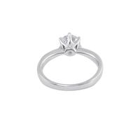 Hoisy Anillos de oro blanco de 9 K/14 K/18 K, para mujer, oro blanco, anillo de boda para mujer, anillo individual, 6 engastes de cuello redondo con moissanite, 18, Moissanite, Moissanita