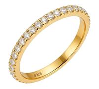 Hoisy Anillos de Plata de Ley 925 para Mujer con Grabado, Eternidad Redondo con Circonita Anillo Oro Alianza para Mujer, Talla 8(48mm)