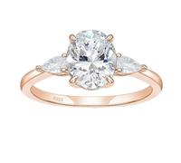 Hoisy Anillos Plata de Ley 925 Grabado Personalizado para Mujer, 4 Garras Óvalo 8x10MM con Circonita Anillo de Oro Rosa Alianza Mujer, Tamaño 11(51mm)