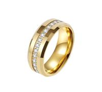 Hoisy Anillos Tungsteno Grabado Hombre, 8MM Eternidad Redondo con Circonita Anillos Oro Promesa Hombre, Talla 20(60mm)