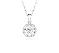 Hoisy Colgante Cadena Mujer Oro Blanco 14K, Hueco y Redondo con Moissanita de 0,5ct, Collar Colgante de Plata para Mujer