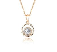 Hoisy Colgante Collar Cadena Oro Rosa 18 Kilates Mujer, Hueco y Redondo con Moissanita de 0,3ct, Colgantes de Mujer de Oro Rosa