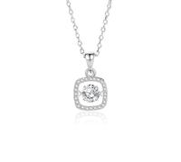 Hoisy Colgante Collar de Mujer 950 Platino, Cuadrado Hueco y Redondo con Diamante Creado de 0,5ct y Moissanita, Colgantes Plata para Mujer