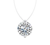 Hoisy Colgante Collar Oro Blanco 9K para Mujer, Redondo Solitario con Moissanita de 5ct, Collares de Plata Mujer