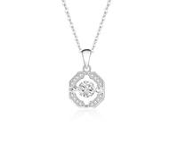 Hoisy Colgante de Mujer Oro Blanco 9 K, Octágono con Moissanita de 0,5ct, Colgantes Collar Mujer de Plata