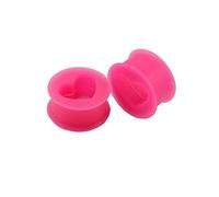 Hoisy Dilatacion Tunel 2 Unidades, 6mm Dilataciones Orejas, Redondo con Corazón, Silicona, Dilataciones Orejas Plug Rosa