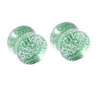 Hoisy Dilataciones Orejas Set 2 Unidades, 12mm Juego Dilatadores, con Lentejuelas Verde, Acrílico, Plugs Tunnels Verde