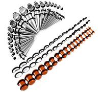 Hoisy Dilatador 72 PCS, Dilatador 1.6mm-10mm, Set Piercing Oreja Conos y Redondos, Acero Inoxidable, Dilatacion Tunel Chocolate