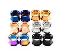 Hoisy Dilatador Oreja 12 Piezas, Kit Dilatador 6mm, Aro Multicolor, Acero Inoxidable, Dilataciones Oreja Hombre Multicolor