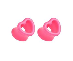 Hoisy Dilatador Tunel 2 Piezas, Dilatacion Tunel 10mm, Corazón Rosa, Acrílico, Piercing Oreja Plug Rosa