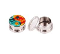 Hoisy Expansor de Oreja 2 Piezas, Dilataciones Orejas Tunel 3mm, Redondo con Patrón Yin Yang, Acero Inoxidable, Tunnel Plug Plata