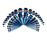 Hoisy Expansor de Oreja 36 Piezas, Kit Dilatador 1.6mm-10mm, Set de Piercing Oreja Conos, Acero Inoxidable, Dilataciones Hombre Azul Oscuro