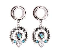 Hoisy Expansores Oreja 2 PCS, Dilatador 14mm, Redondo con Circonita, Acero Inoxidable, Dilataciones Tunel Plata