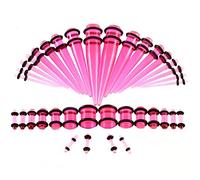 Hoisy Expansores Oreja 36 PCS, 1.6mm-10mm Expansores de Oreja, Set Piercing Oreja Conos, Acrílico, Tuneles Expansores Hombre Rosa Transparente