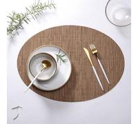Hoisy Individuales Mesa para 4Piezas, 32.5 x 45 CM Salvamanteles para Mesa 70% Vinilo+30% Poliéster Marrón Claro, Color Sólido con Oval