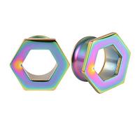 Hoisy Juego de Expansores de Oreja 2 PCS, Kit Dilatador Oreja 25mm, Hexágono Hueco, Acero Inoxidable, Tunel Dilatador Multicolor