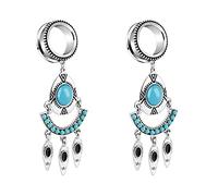 Hoisy Juego de Expansores de Oreja 2 Piezas, 12mm Dilataciones Tunel, con Étnico, Acero Inoxidable, Plugs Tunnels Plata