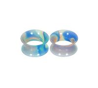 Hoisy Kit de Expansores Oreja 2 PCS, Set de Piercing Oreja 16mm, Aro Hueco, Silicona, Plugs Tunnels Azul Verde