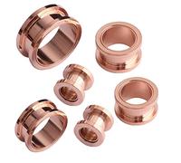 Hoisy Kit Dilatador Oreja 18 Unidades, 1.6mm-10mm Expansores Oreja, Set Dilatadores Oreja Aros, Acero Inoxidable, Plugs Tunnels Oro Rosa