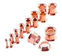 Hoisy Kit Expansores Oreja 16 Unidades, Dilatador Tunel 12mm, Set de Piercing Oreja Aros, Acero Inoxidable, Piercing Orejas Hombre Oro Rosa