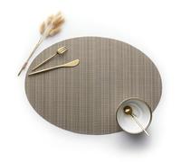 Hoisy Manteles Individuales de Mesa 8Piezas, 45 x 32.5 CM Manteles Individuales de Mesa Comedor 70% Vinilo+30% Poliéster Marrón Claro, Color Sólido con Oval