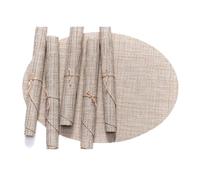 Hoisy Manteles Individuales de Mesa Modernos de 4Piezas, 32.5 x 45 CM Manteles Individuales de Comedor 70% Vinilo+30% Poliéster Beige Amarillo, Color Sólido con Oval