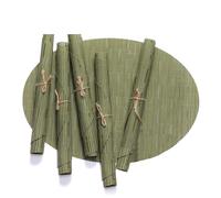 Hoisy Pack 2 Manteles Individuales, 32.5 x 45 CM 70% Vinilo+30% Poliéster Mantel Individual para Mesa Verde, Color Sólido con Oval