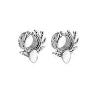 Hoisy Pack de 2 Juego de Expansores de Oreja, 10mm Tunel Dilatador, Asta de Ciervo con Gota de Agua, Acero Inoxidable, Dilataciones Hombre Plata Blanco