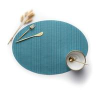 Hoisy Pack de 6 Manteles Individuales, 45 x 32.5 CM 70% Vinilo+30% Poliéster Manteles Individuales Azul, Color Sólido con Oval