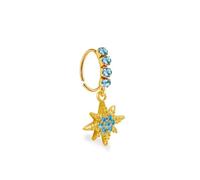 Hoisy Piercing Nariz Acero Inoxidable Aro Pequeño 20G 0.8x8mm, Aro y Sol con Circonia Cúbica, Piercing Nariz Mujer Oro Azul Claro