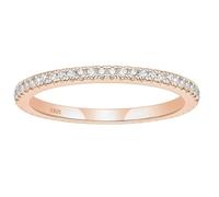 Hoisy Plata de Ley 925 Anillos Grabado Mujer, Eternidad Redondo con Circonita Anillo Oro Rosa para Mujer, Talla 16(56mm)