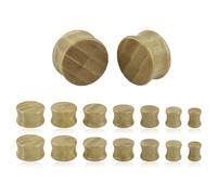 Hoisy Set de 16 Juego Dilatadores, 6mm-20mm Expansores de Oreja, Redondo, Madera, Plugs Tunnels Caqui